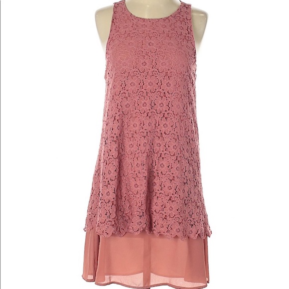 Annabella Pink Sleeveless Lace Overlay Mini Dress - Picture 8 of 8
